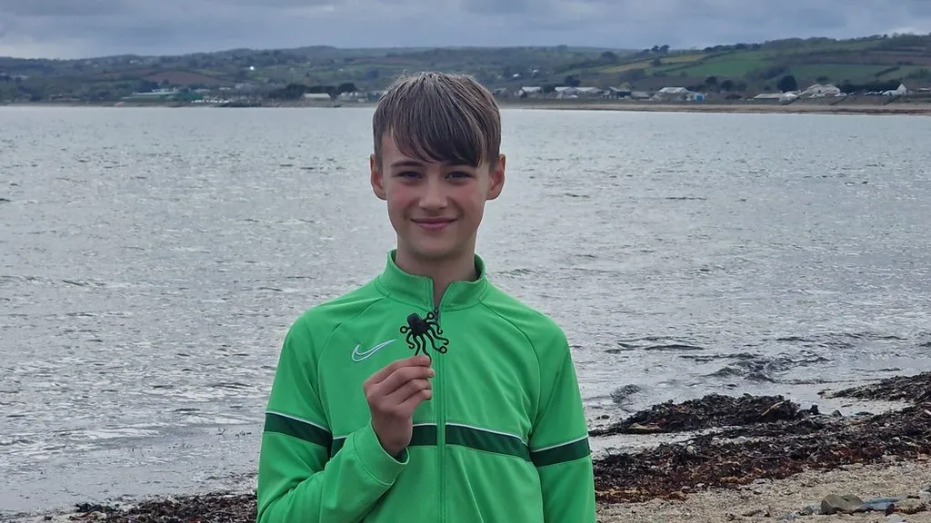 1997年の流出事故後、少年がコーンウォールの海岸で珍しいレゴのタコを発見